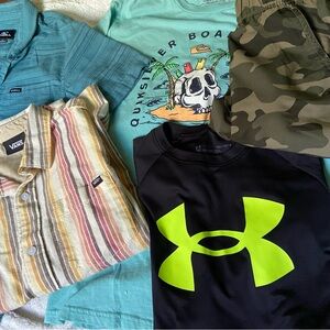 Quiksilver Kids Aqua Island Skull Tee and bundle two dress shirts, under Armour